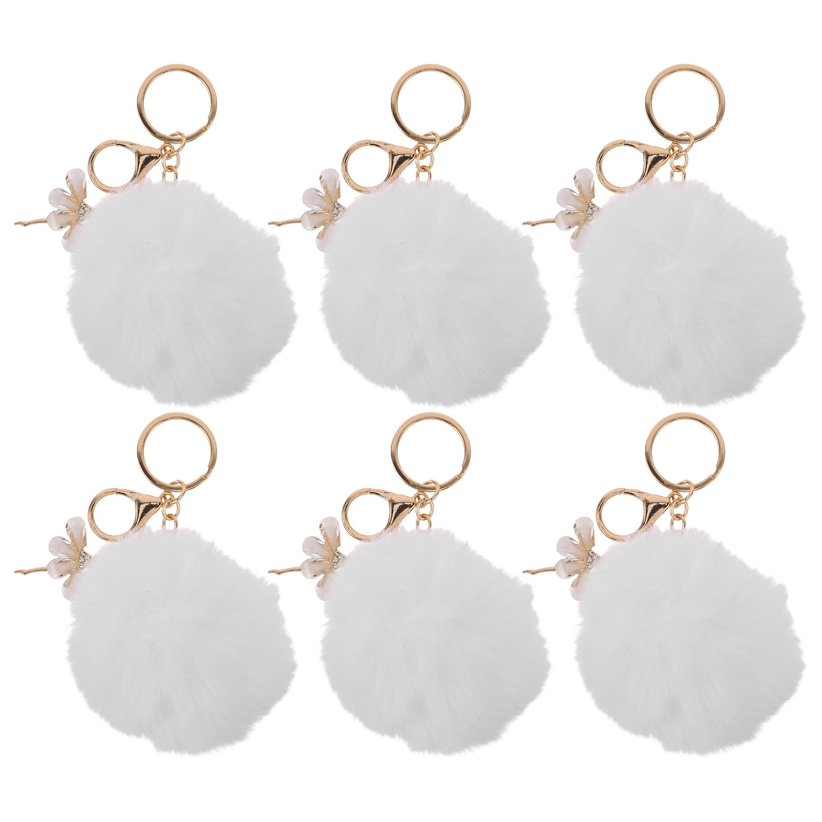 Cheerleading Pom Pom - 6Pcs Cute Ballerina Pom Pom Keychain