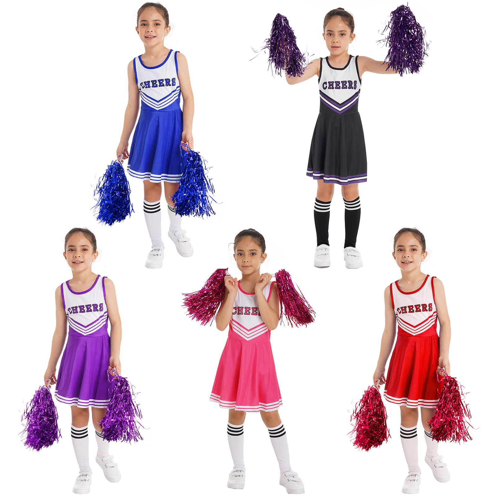 Girls Cheerleader Costume Slee - Cheerleading Pom Pom review and price